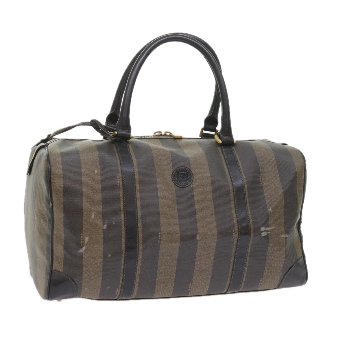Luxury FendiPecan Canvas Boston Bag Black Brownti1366