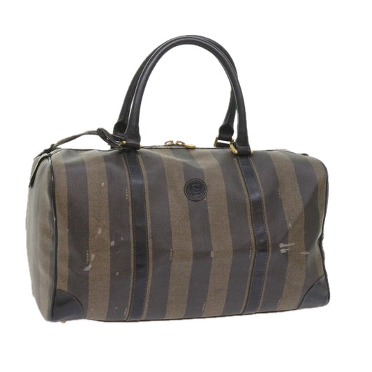 Luxury FendiPecan Canvas Boston Bag Black Brownti1366