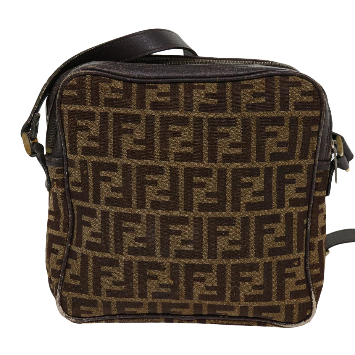 Luxury FendiZucca Canvas Shoulder Bag 2Set Brown Blackti1420