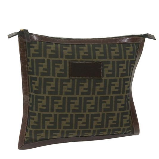 Luxury FendiZucca Canvas Pouch Black Brownti1423