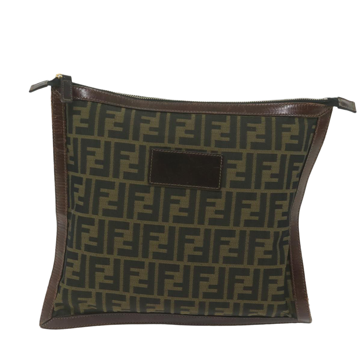 Luxury FendiZucca Canvas Pouch Black Brownti1423