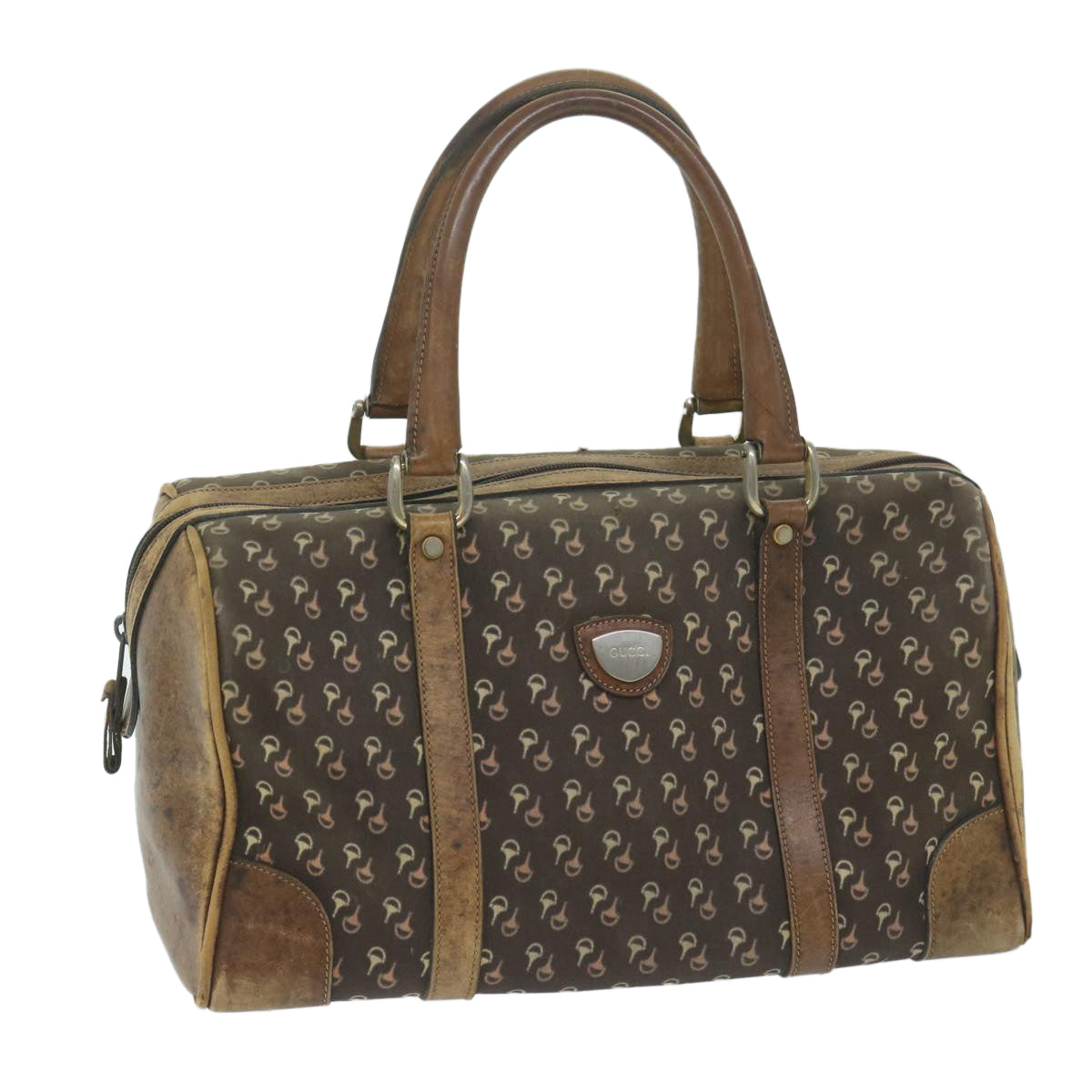 GUCCI Horsebit Boston Bag Canvas Brown 1463