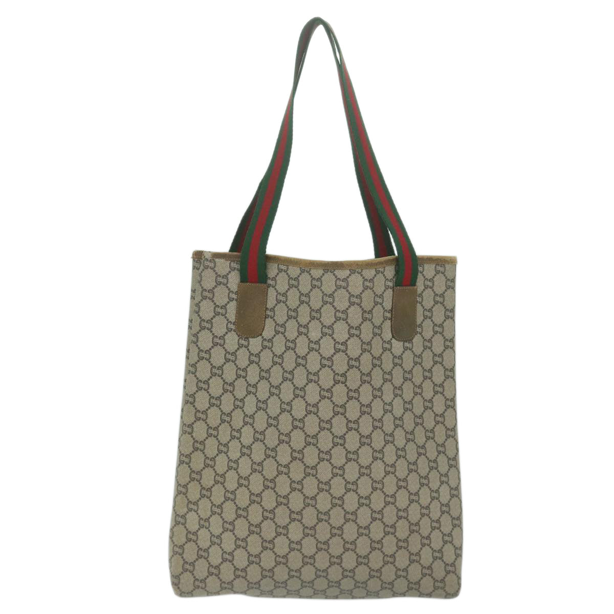 GUCCI GG Plus Supreme Web Sherry Line Tote Bag Beige Red Green 1464