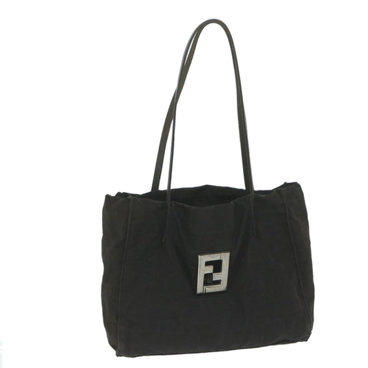 Luxury FendiZucca Canvas Shoulder Bag Blackti1473
