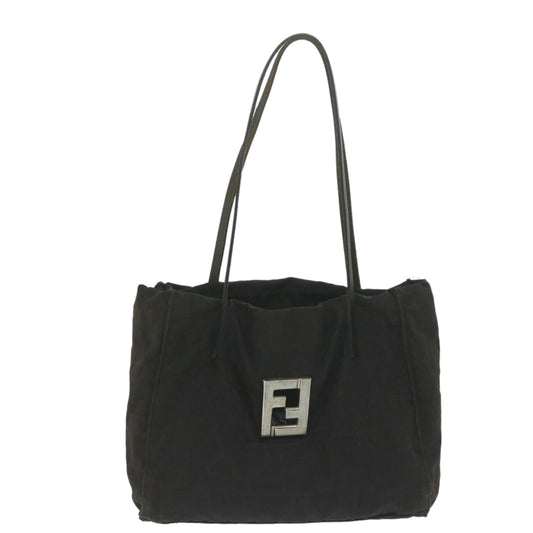 Luxury FendiZucca Canvas Shoulder Bag Blackti1473