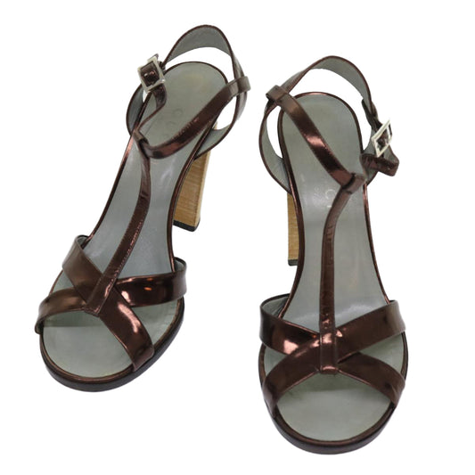 GUCCI High Heels Leather 36 Bronze 1488