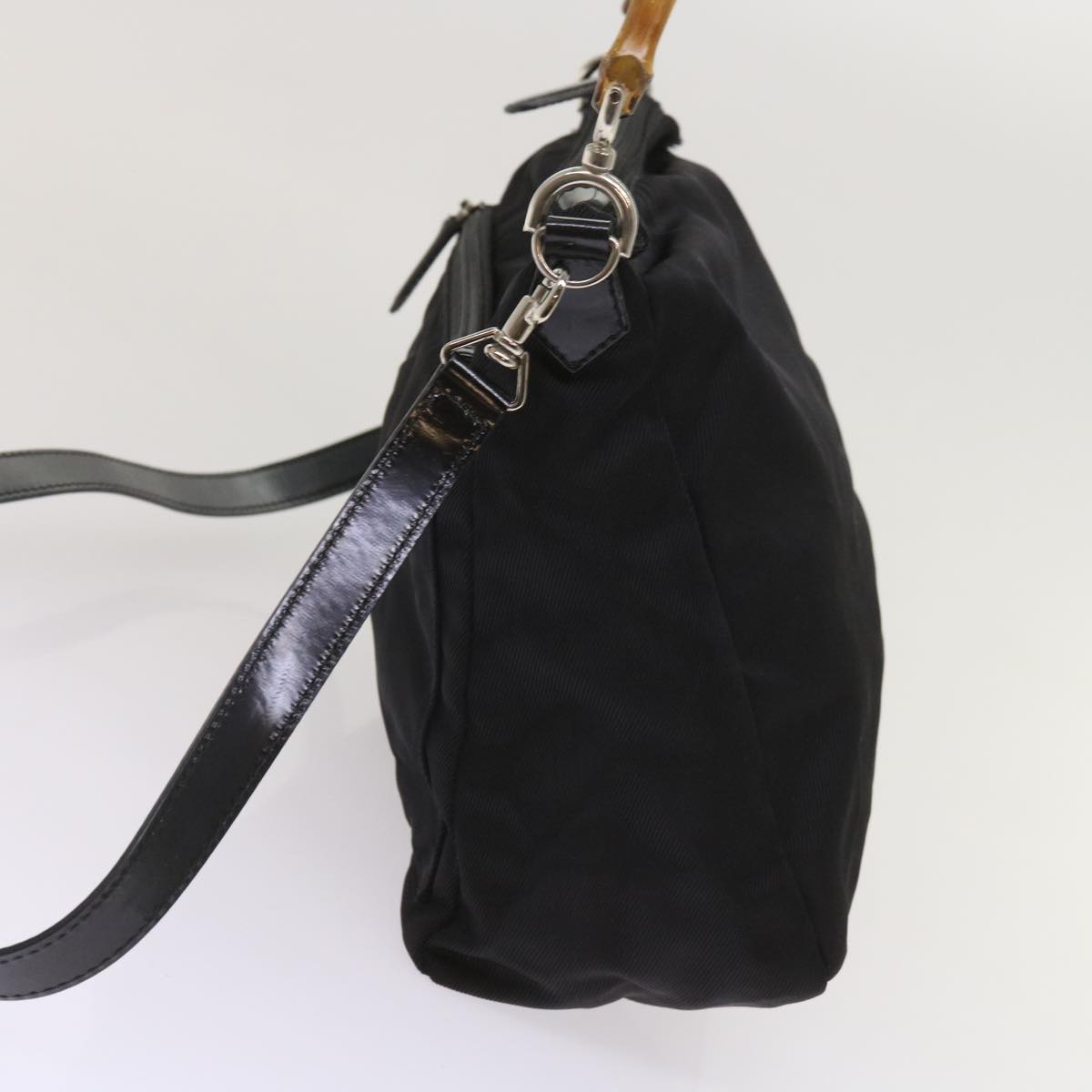 GUCCI Bamboo Hand Bag Nylon 2way Black 000 2404 0509 1499