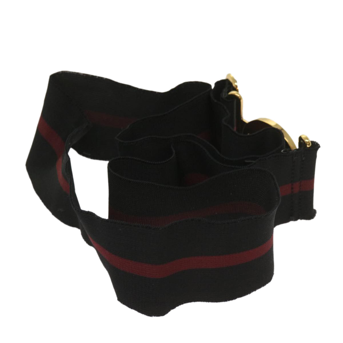 GUCCI Sherry Line Belt Rubber 26.8""-48"" Black Red 1512