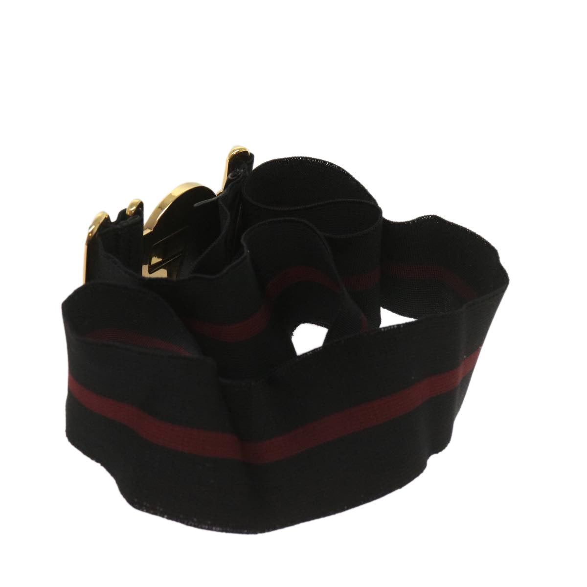 GUCCI Sherry Line Belt Rubber 26.8""-48"" Black Red 1512