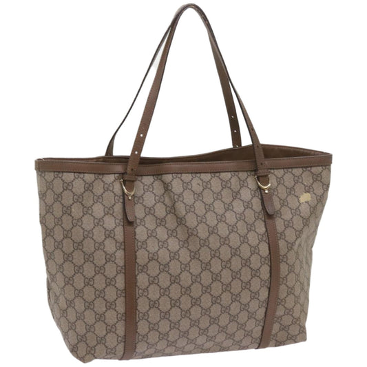 GUCCI GG Supreme Tote Bag PVC Leather Beige 309613 1553