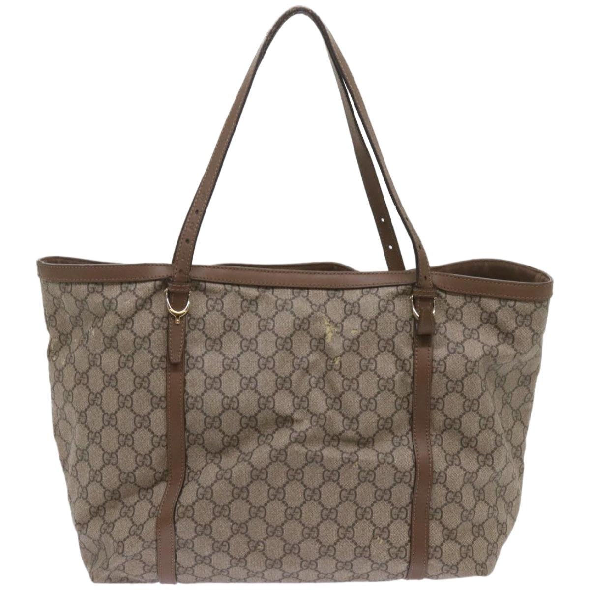 GUCCI GG Supreme Tote Bag PVC Leather Beige 309613 1553