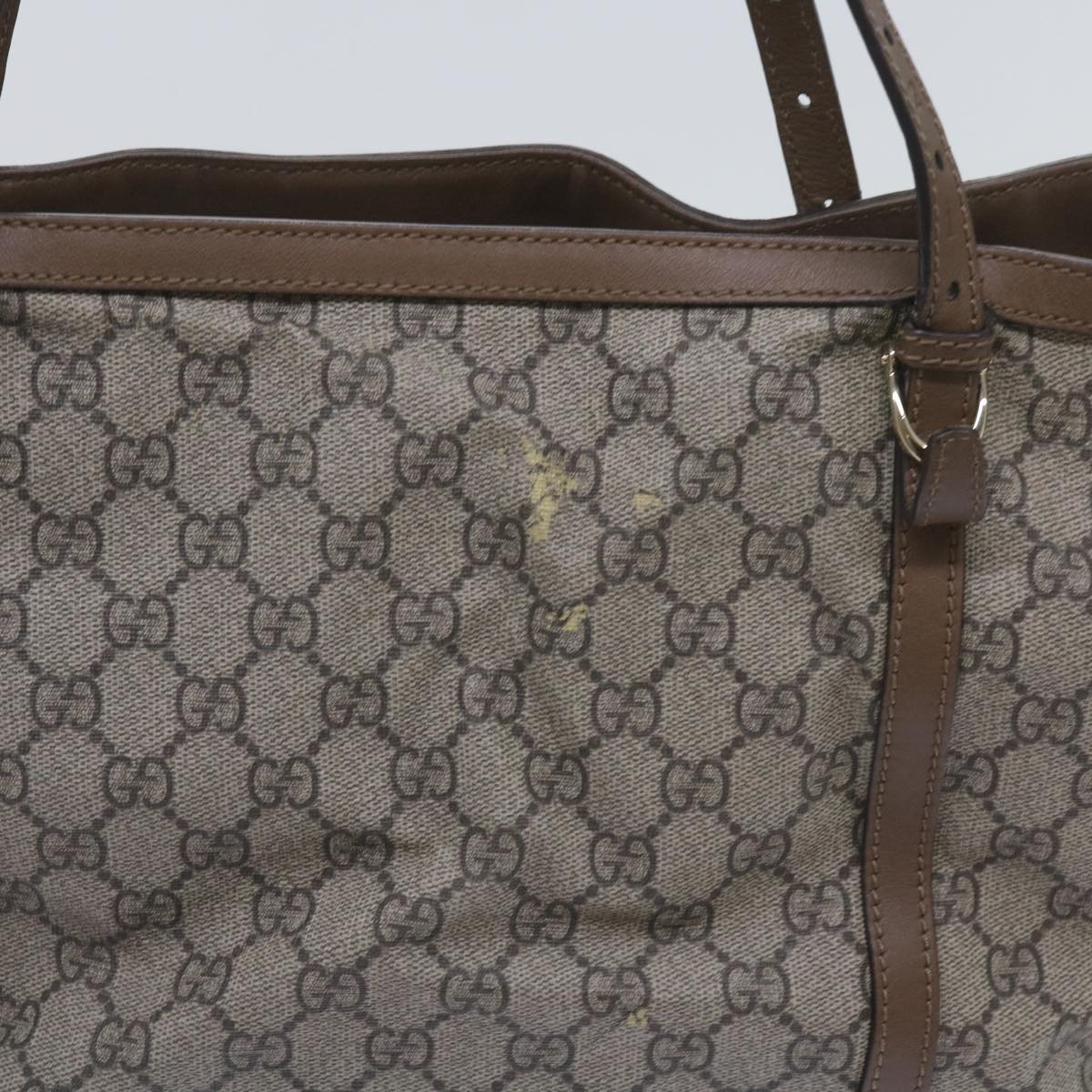 GUCCI GG Supreme Tote Bag PVC Leather Beige 309613 1553