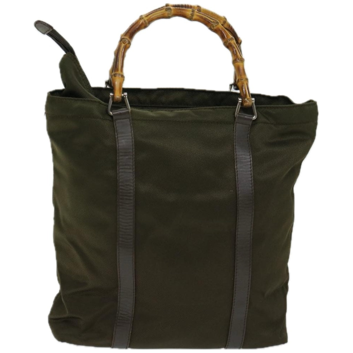 GUCCI Bamboo Hand Bag Nylon Khaki 000 1998 1564