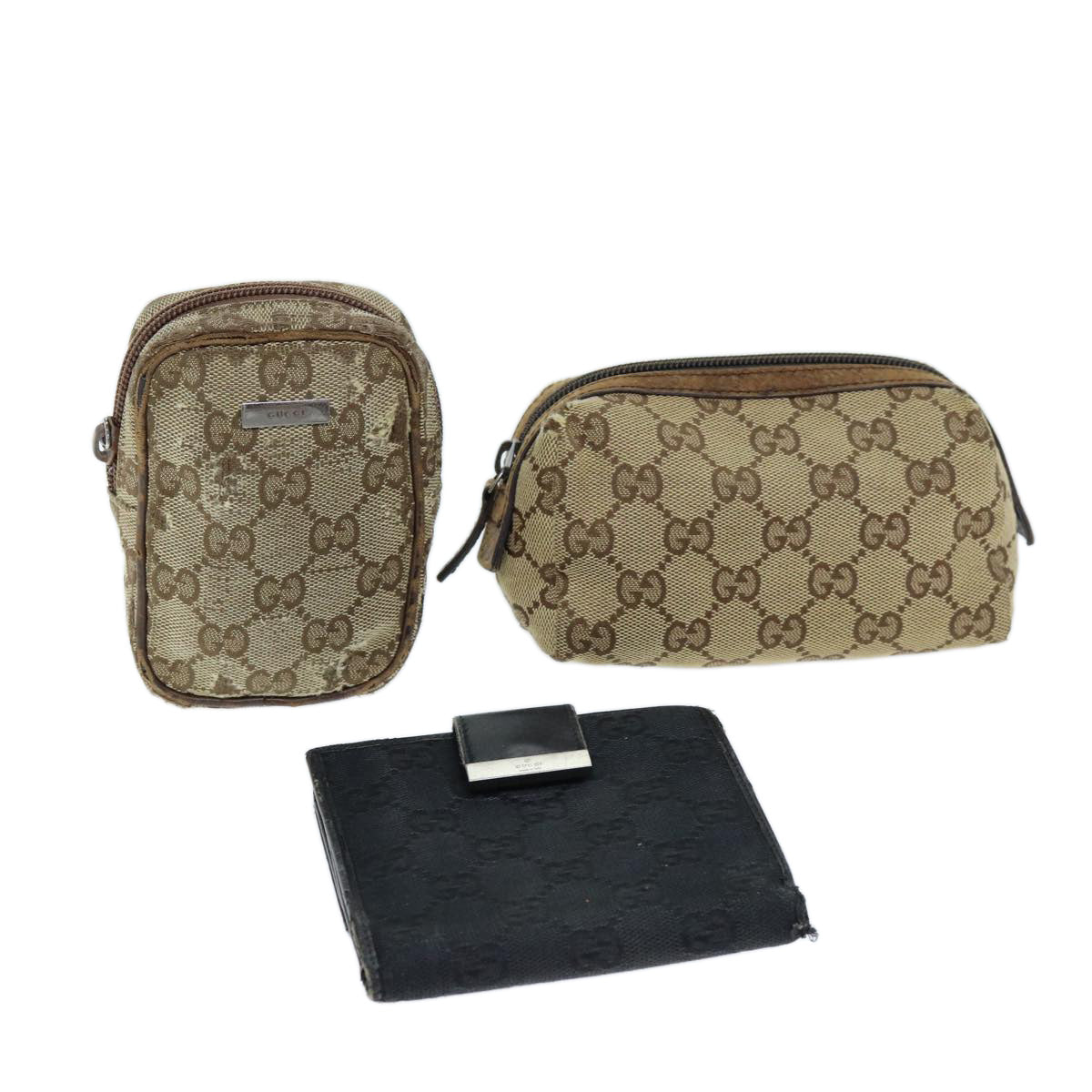 Luxury Gucci Trending 2025 GG Canvas Pouch 3Set Beige Black 1630