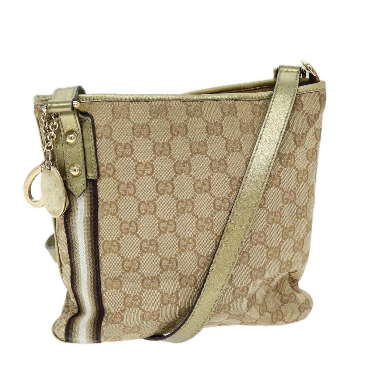 Luxury Gucci Trending 2025 GG Canvas Shoulder Bag Beige Gold 1674