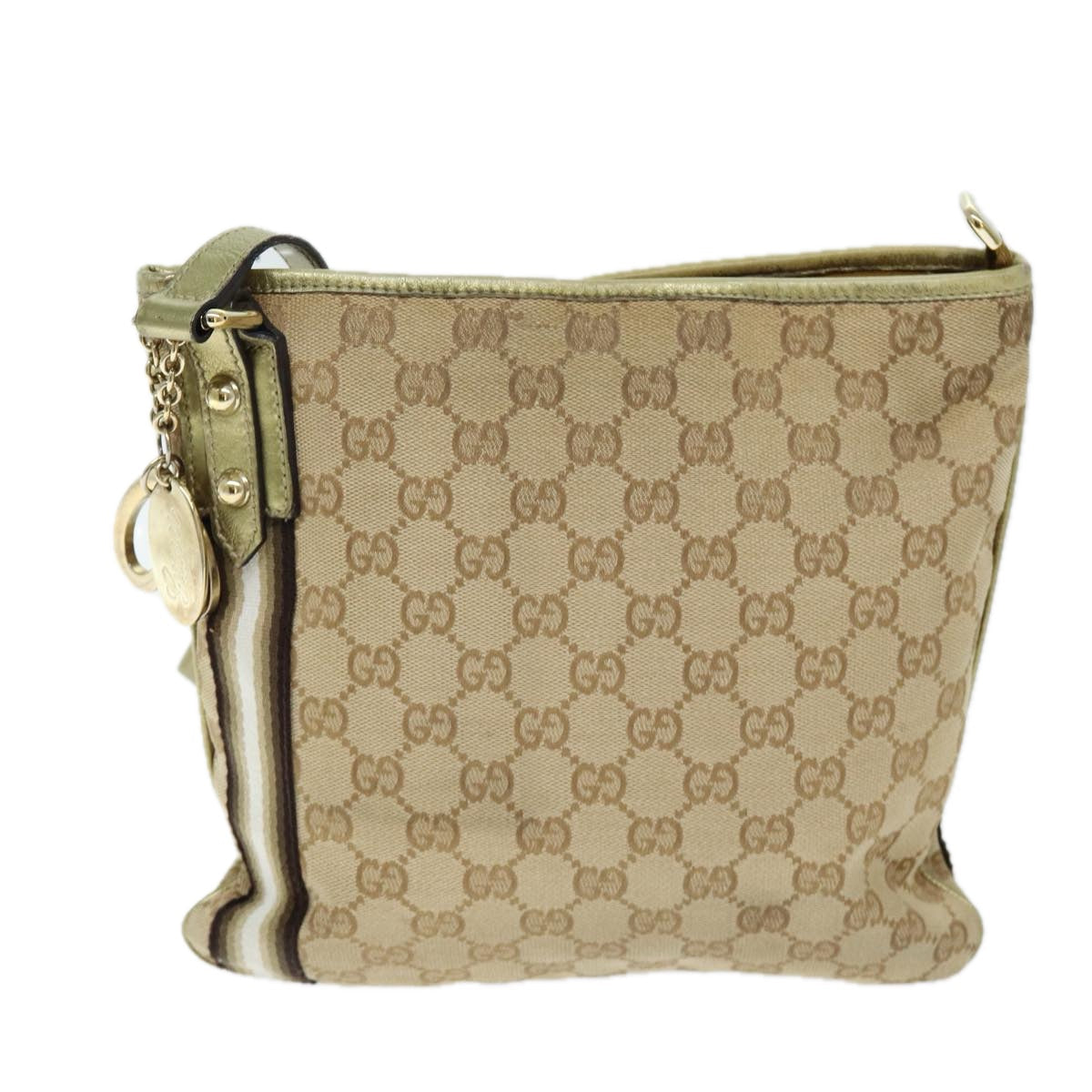 Luxury Gucci Trending 2025 GG Canvas Shoulder Bag Beige Gold 1674