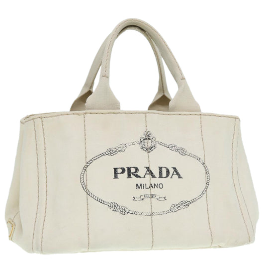 Luxury Prada Canapa MM Hand Bag Canvas White Gold  ti2020