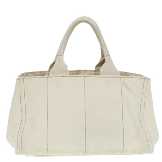 Luxury Prada Canapa MM Hand Bag Canvas White Gold  ti2020