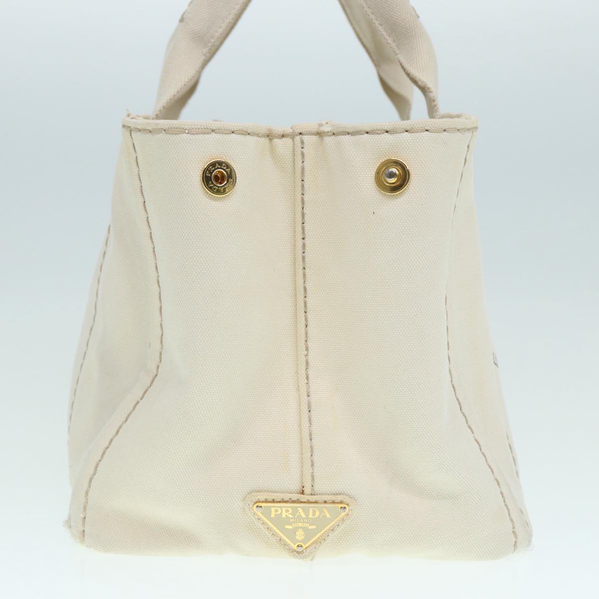 Luxury Prada Canapa MM Hand Bag Canvas White Gold  ti2020