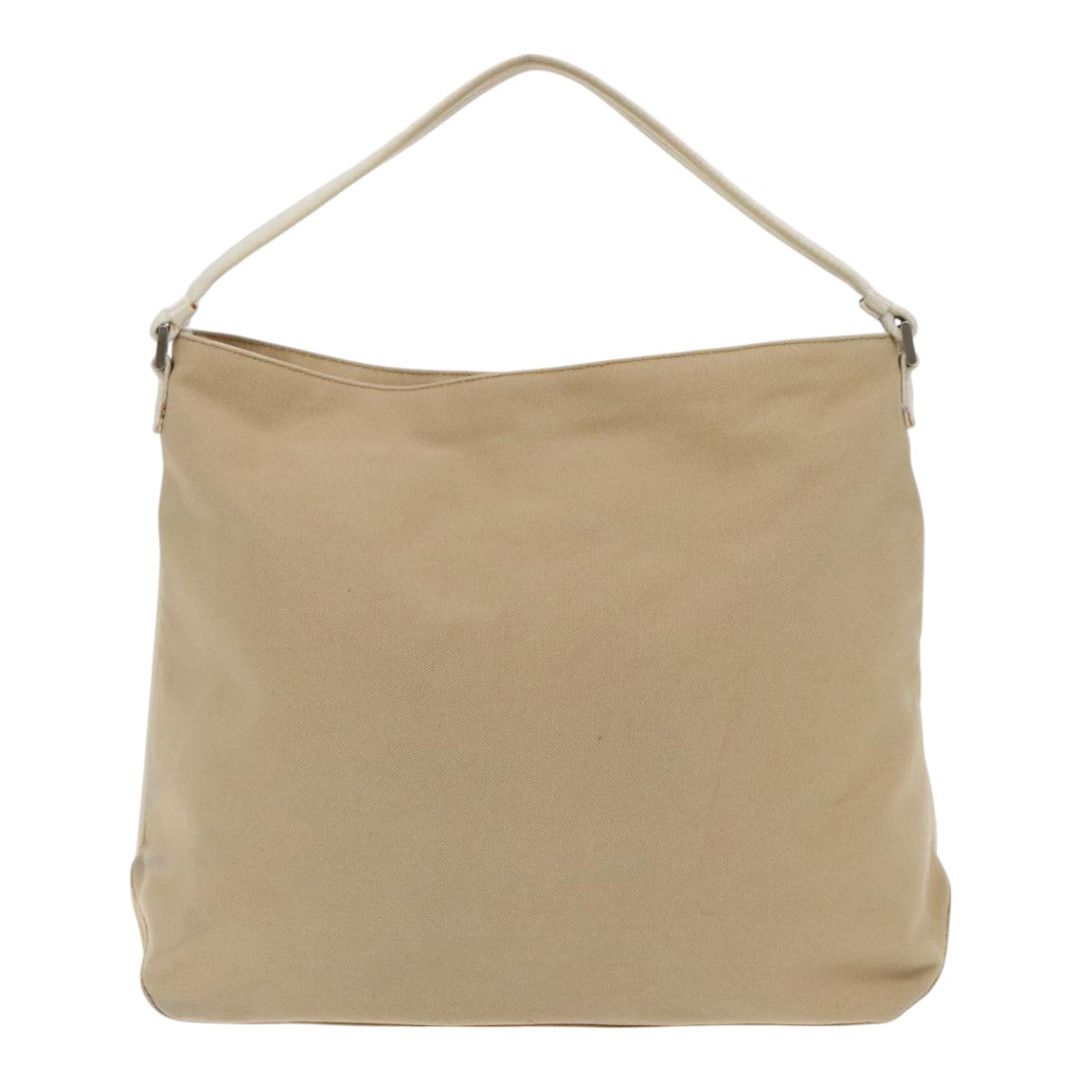 Luxury Prada Hand Bag Canvas Leather Beige White Silver  ti2152
