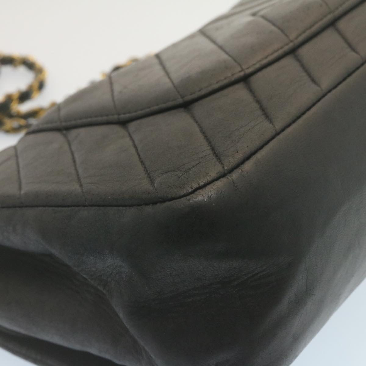 CHANEL Mademoiselle Turn Lock Flap Shoulder Bag Lamb Skin Black CC  tp204A