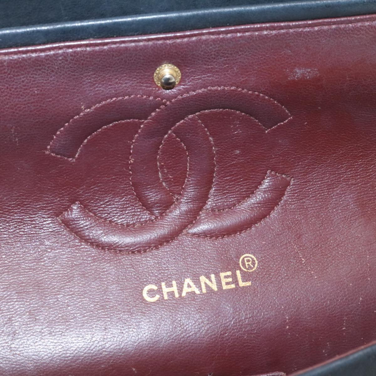 CHANEL Mademoiselle Turn Lock Flap Shoulder Bag Lamb Skin Black CC  tp204A