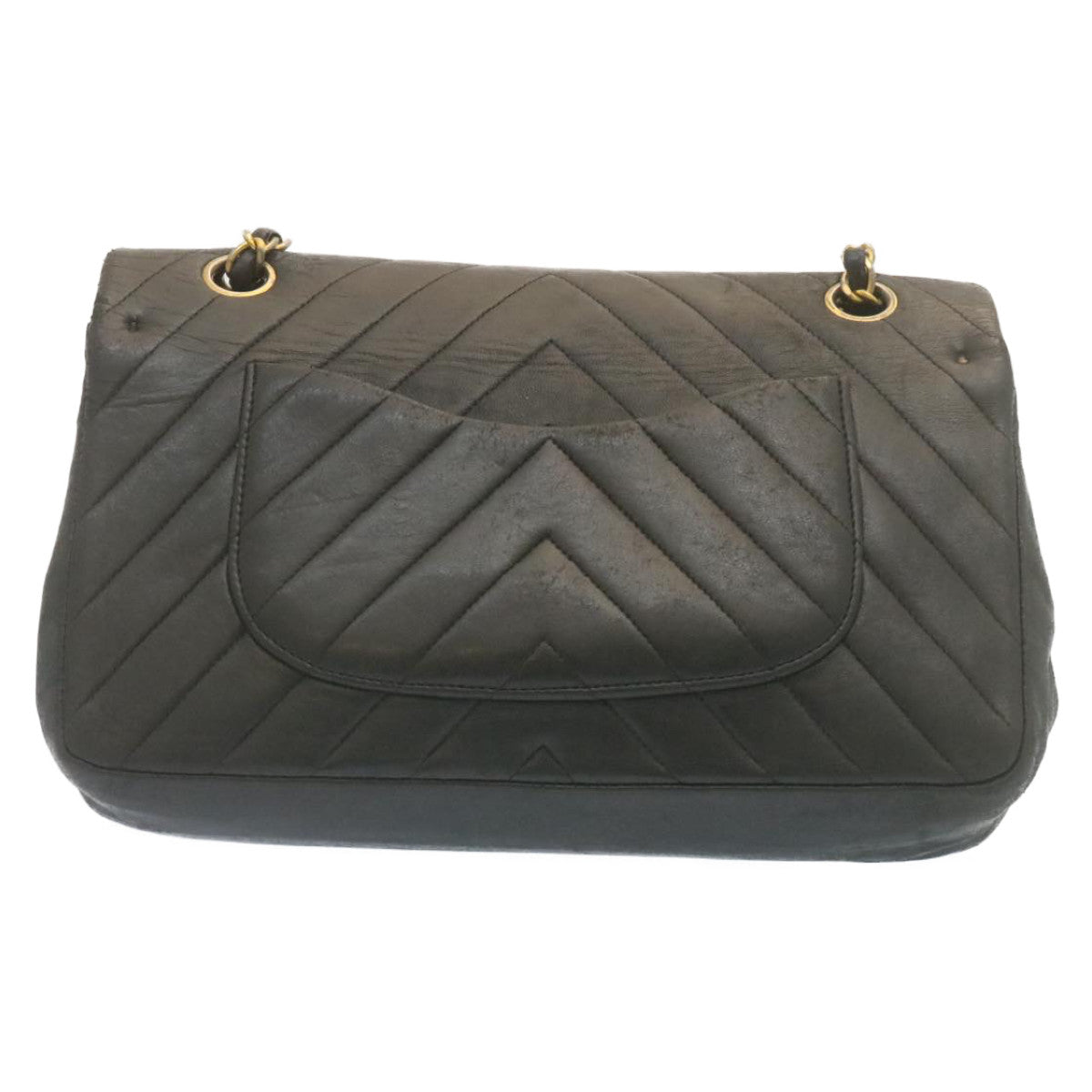 CHANEL Mademoiselle Turn Lock Flap Shoulder Bag Lamb Skin Black CC  tp204A