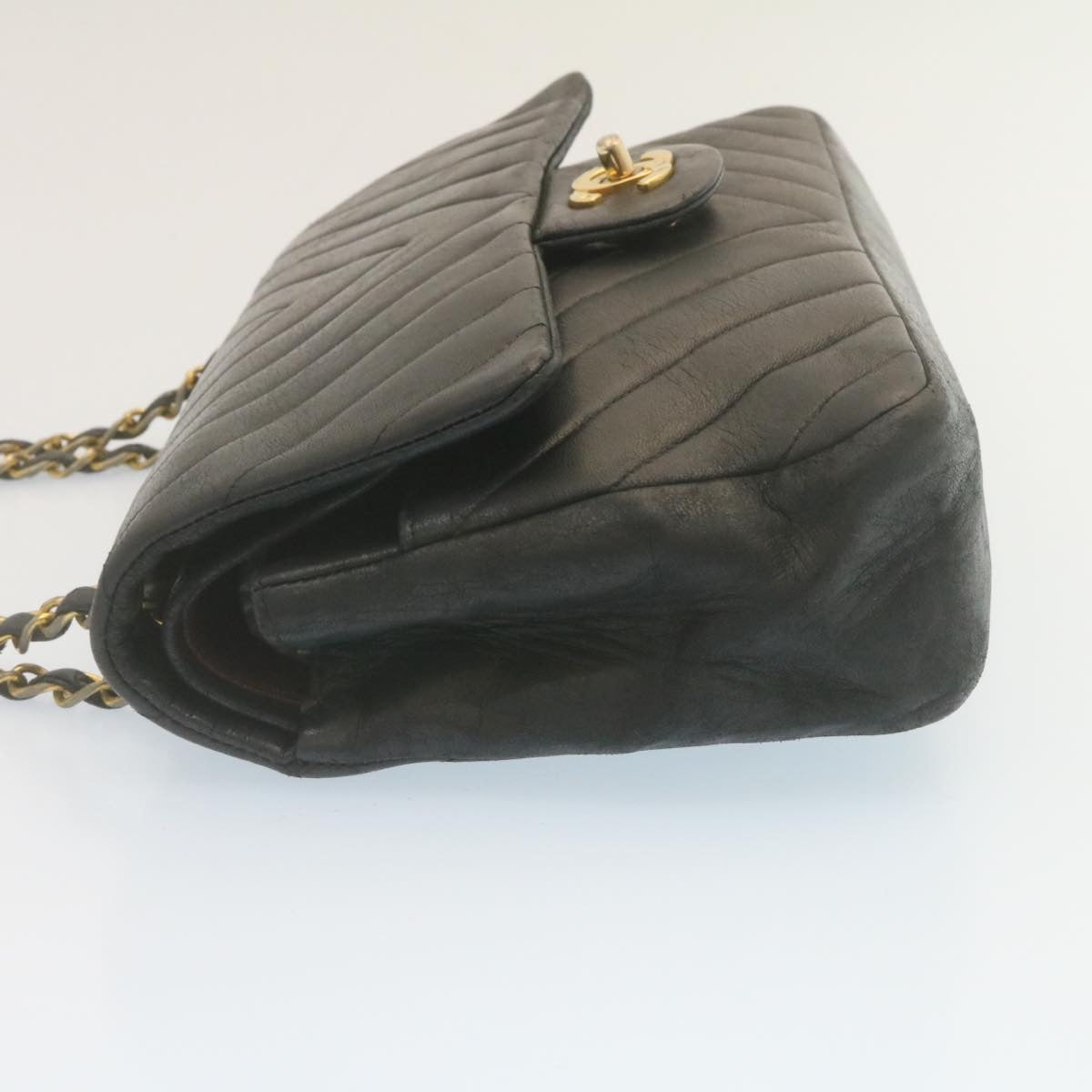 Luxury Chanel Mademoiselle Turn Lock Flap Shoulder Bag Lamb Skin Black CC  tp204A