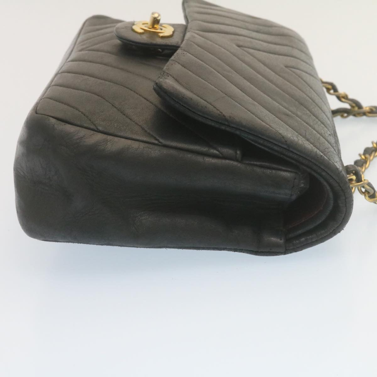 Luxury Chanel Mademoiselle Turn Lock Flap Shoulder Bag Lamb Skin Black CC  tp204A