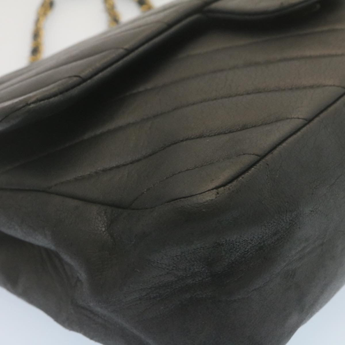 CHANEL Mademoiselle Turn Lock Flap Shoulder Bag Lamb Skin Black CC  tp204A