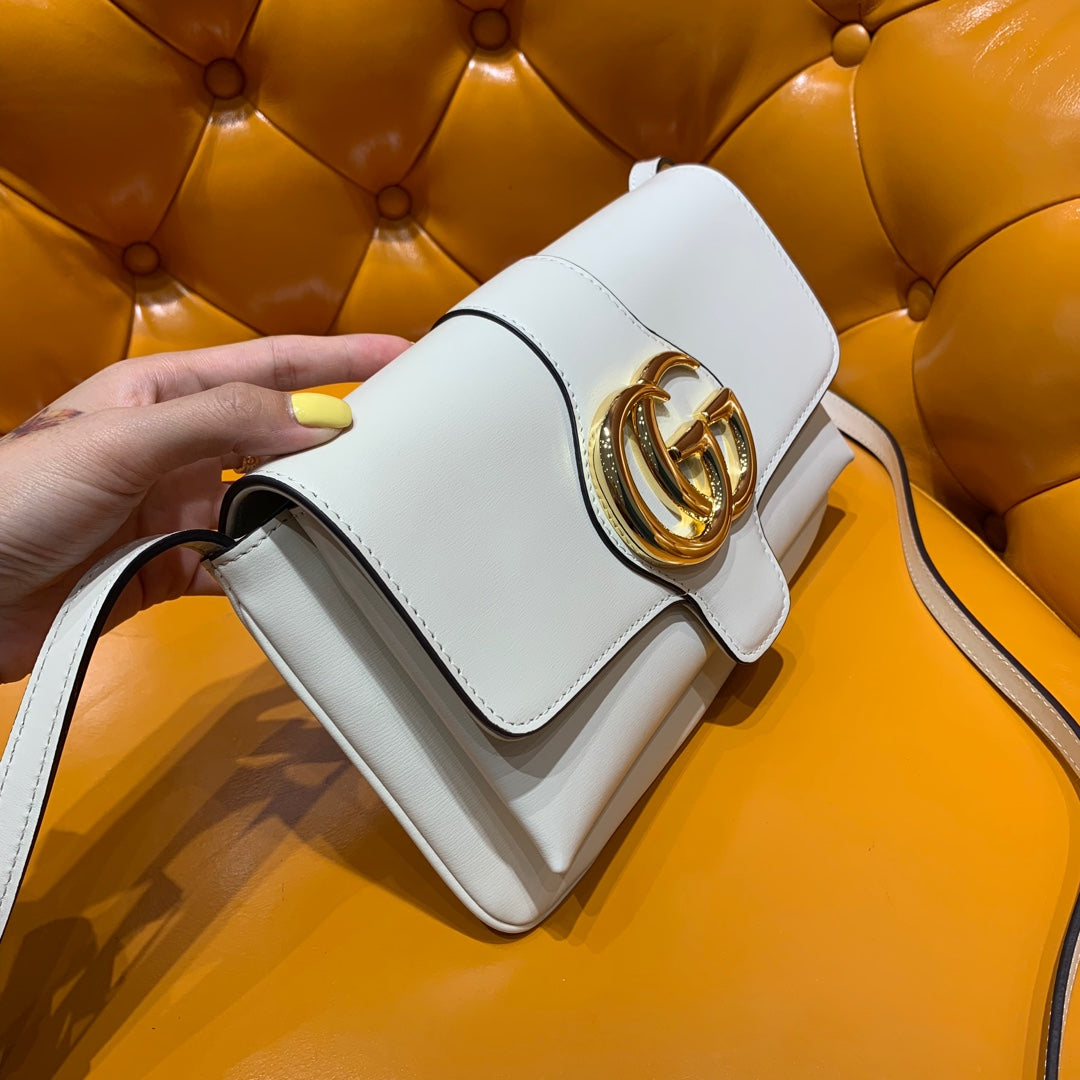 Luxury Gucci GG Arli Bag 25cm White Calfskin Gold Hardware