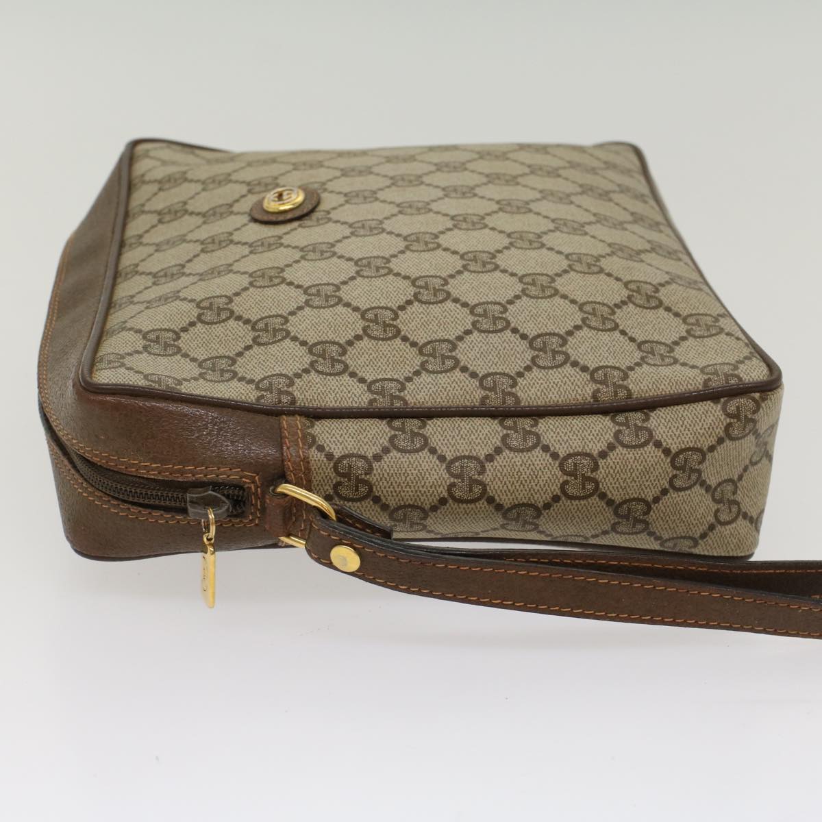 Luxury Gucci GG Canvas Clutch Bag PVC Leather Beige  yb355
