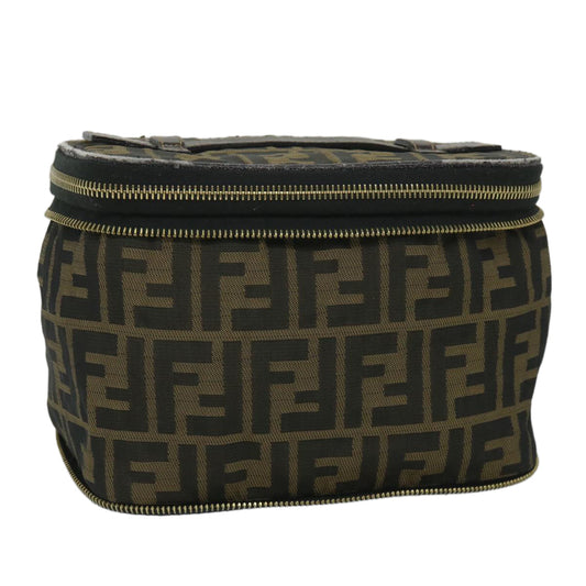 Luxury FendiZucca Canvas Vanity Cosmetic Pouch Black Brownyb401