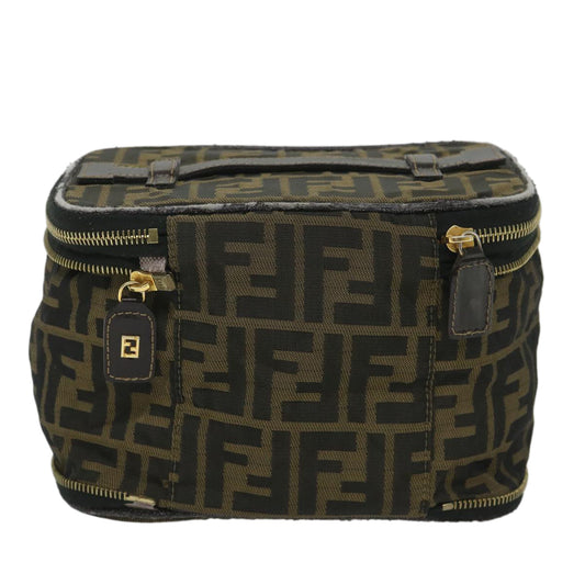 Luxury FendiZucca Canvas Vanity Cosmetic Pouch Black Brownyb401