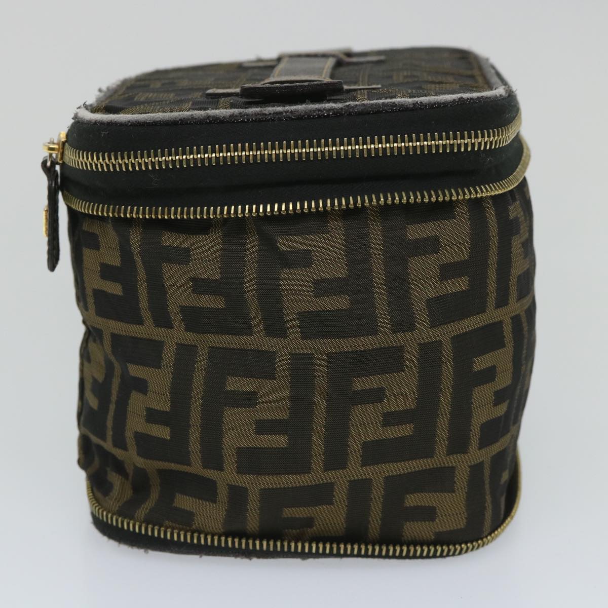 Luxury FendiZucca Canvas Vanity Cosmetic Pouch Black Brownyb401