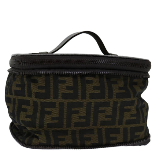 Luxury FendiZucca Canvas Vanity Hand Bag Brown Blackyb514