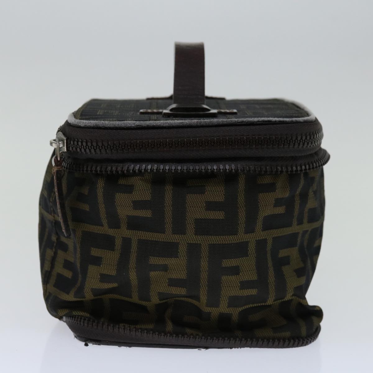 Luxury FendiZucca Canvas Vanity Hand Bag Brown Blackyb514