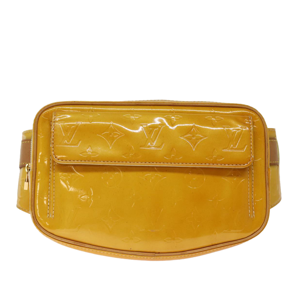 LOUIS VUITTON Monogram Vernis Fulton Waist Bag Lime Yellow M91043 LV yb574
