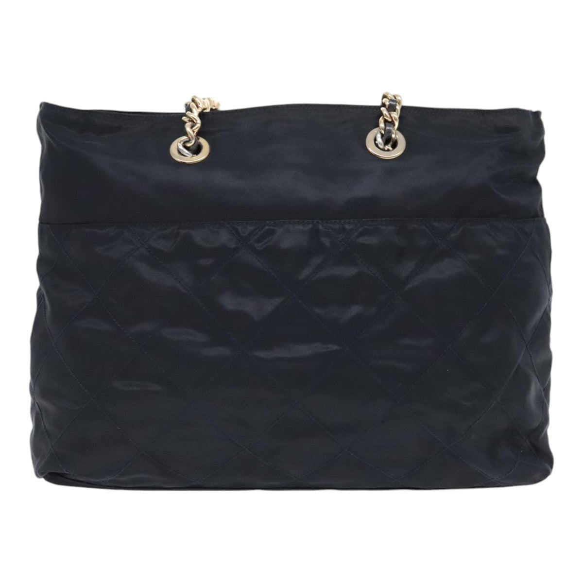 Luxury Prada Chain Shoulder Bag Nylon Navy Gold  yb691