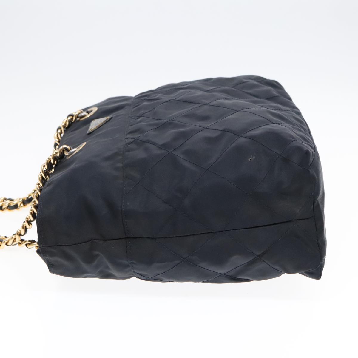 Luxury Prada Chain Shoulder Bag Nylon Navy Gold  yb691