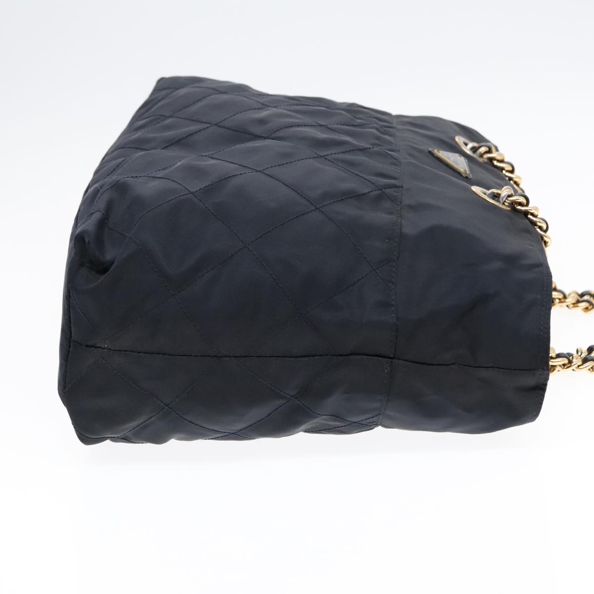 Luxury Prada Chain Shoulder Bag Nylon Navy Gold  yb691
