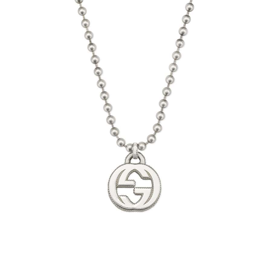 Luxury Gucci INTERLOCKING NECKLACE G PENDANT  STERLING SILVER