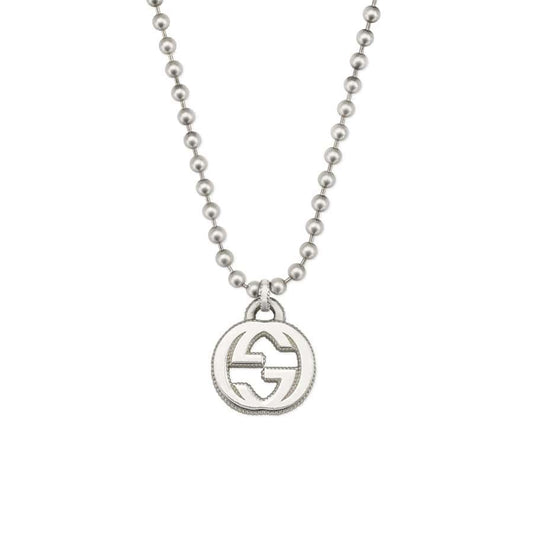 Luxury Gucci INTERLOCKING NECKLACE G PENDANT  STERLING SILVER