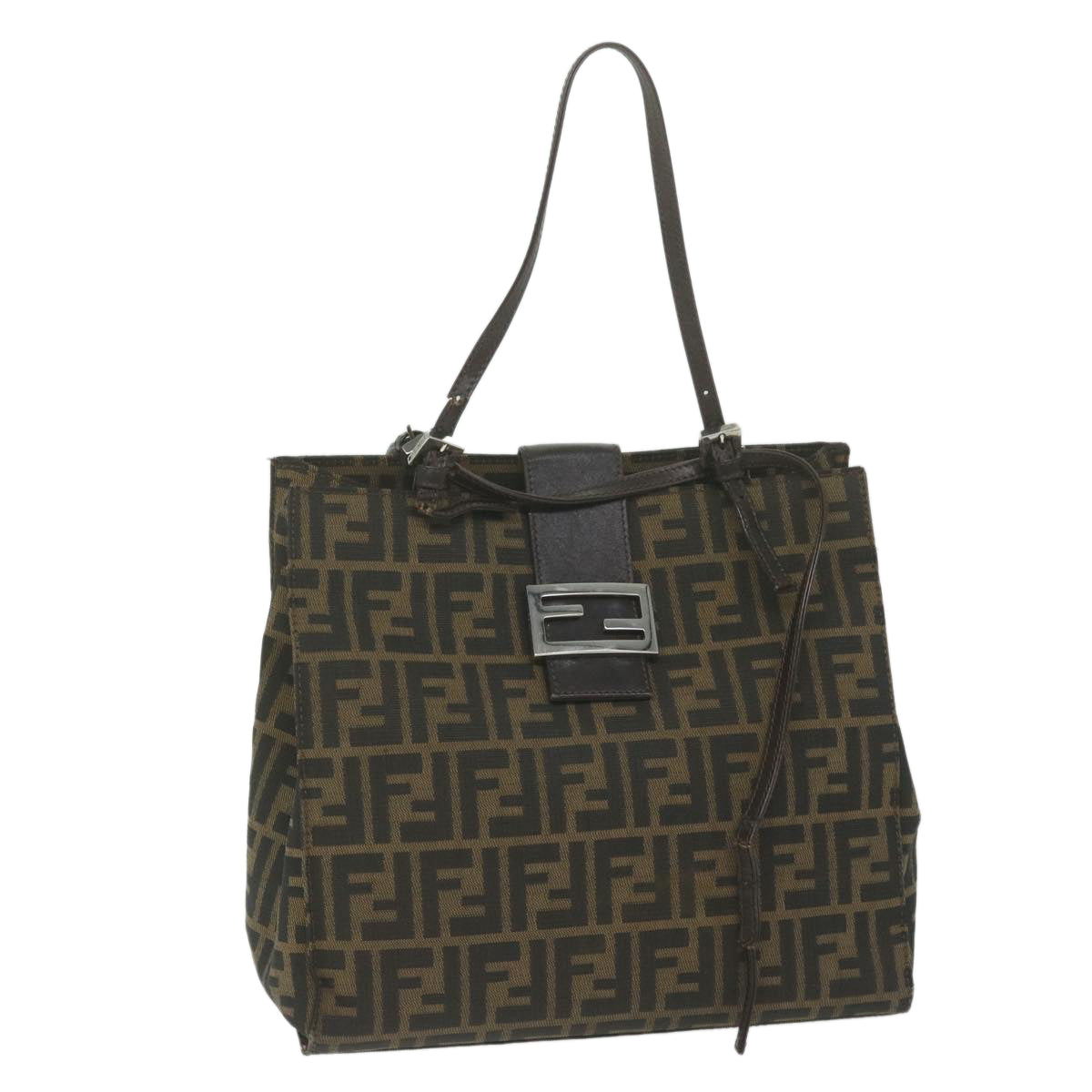 Luxury FendiZucca Canvas Tote Bag Black Brownyk10059