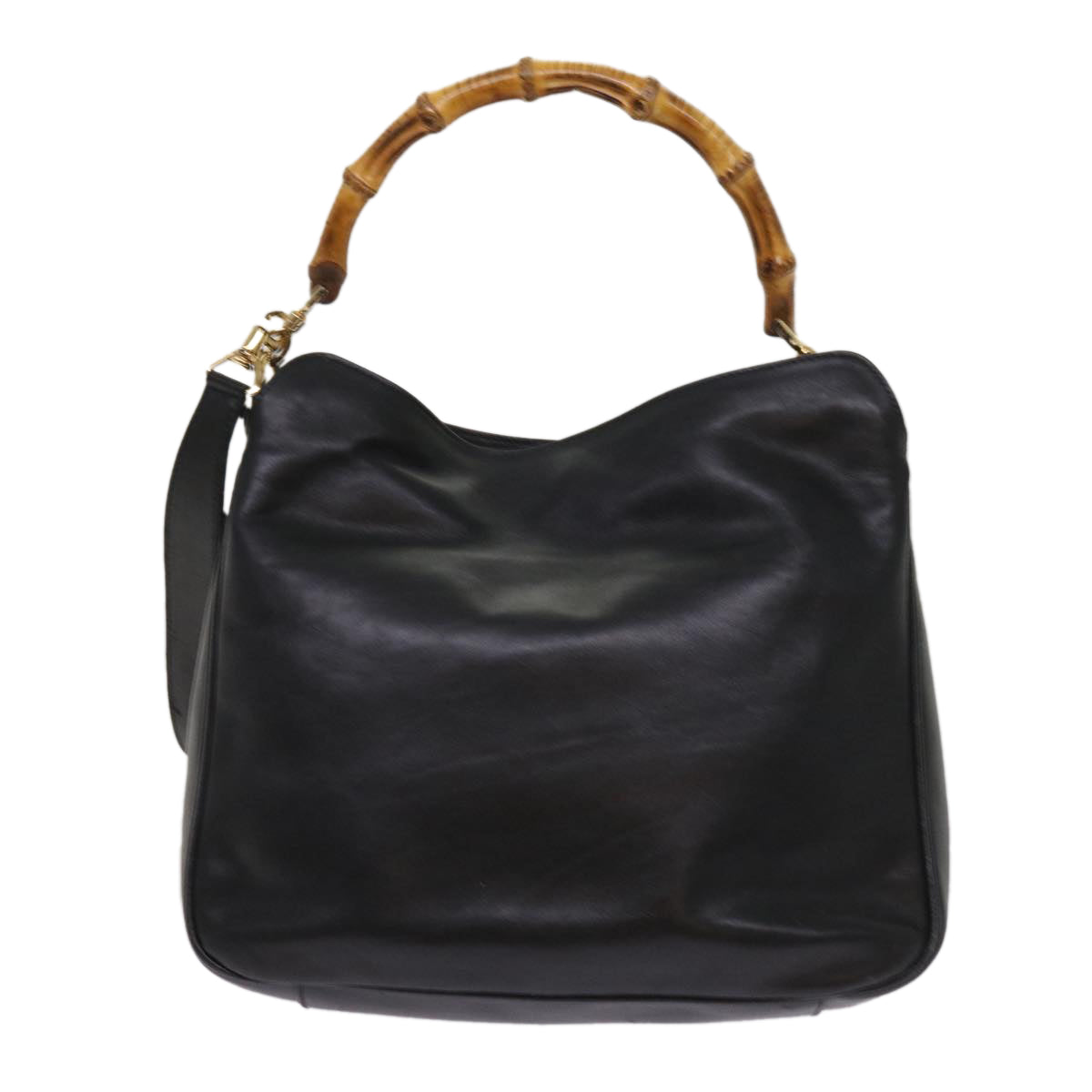 GUCCI Bamboo Hand Bag Leather 2way Black 001 1705 1638  10179