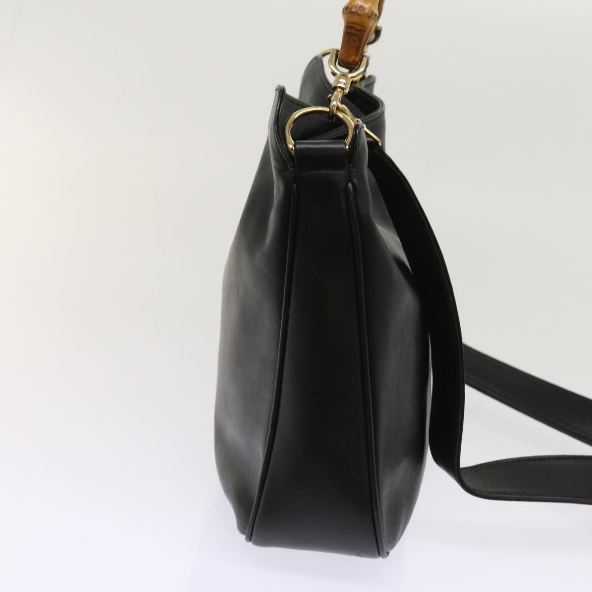 GUCCI Bamboo Hand Bag Leather 2way Black 001 1705 1638  10179