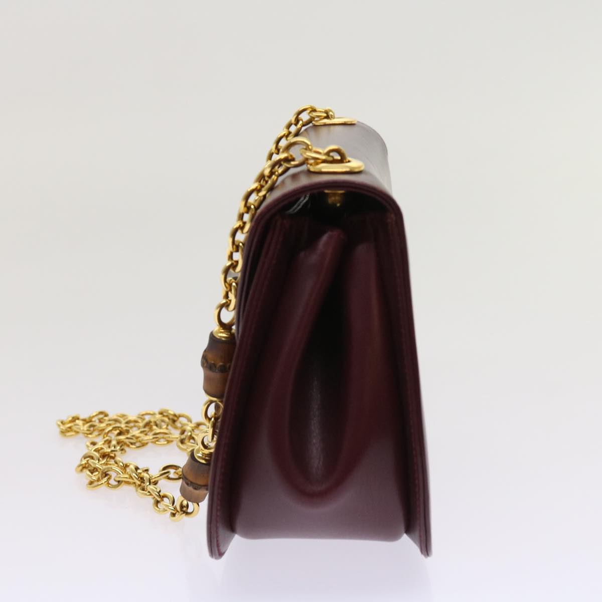 GUCCI Bamboo Chain Shoulder Bag Leather Red 001 115 1497  10196