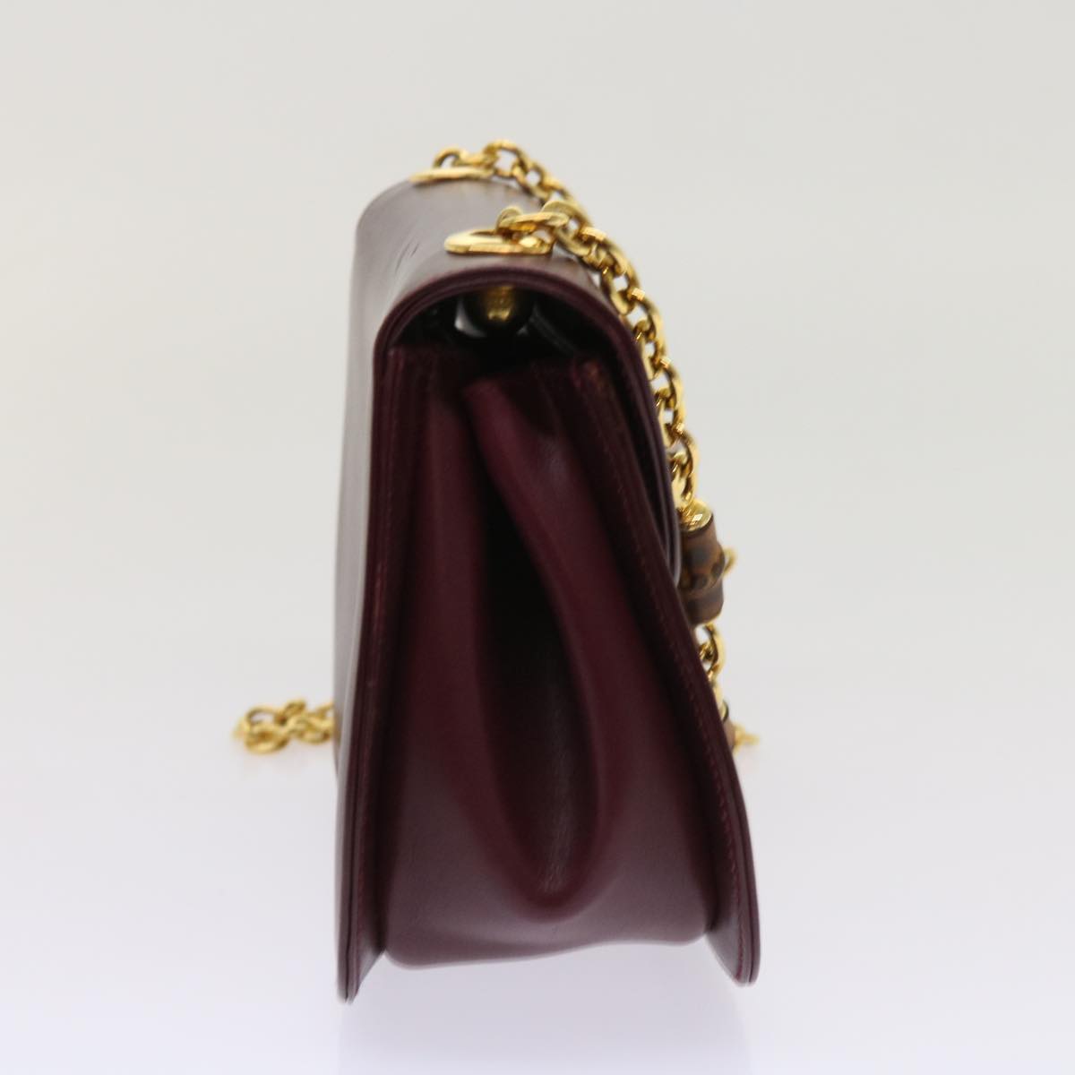 GUCCI Bamboo Chain Shoulder Bag Leather Red 001 115 1497  10196