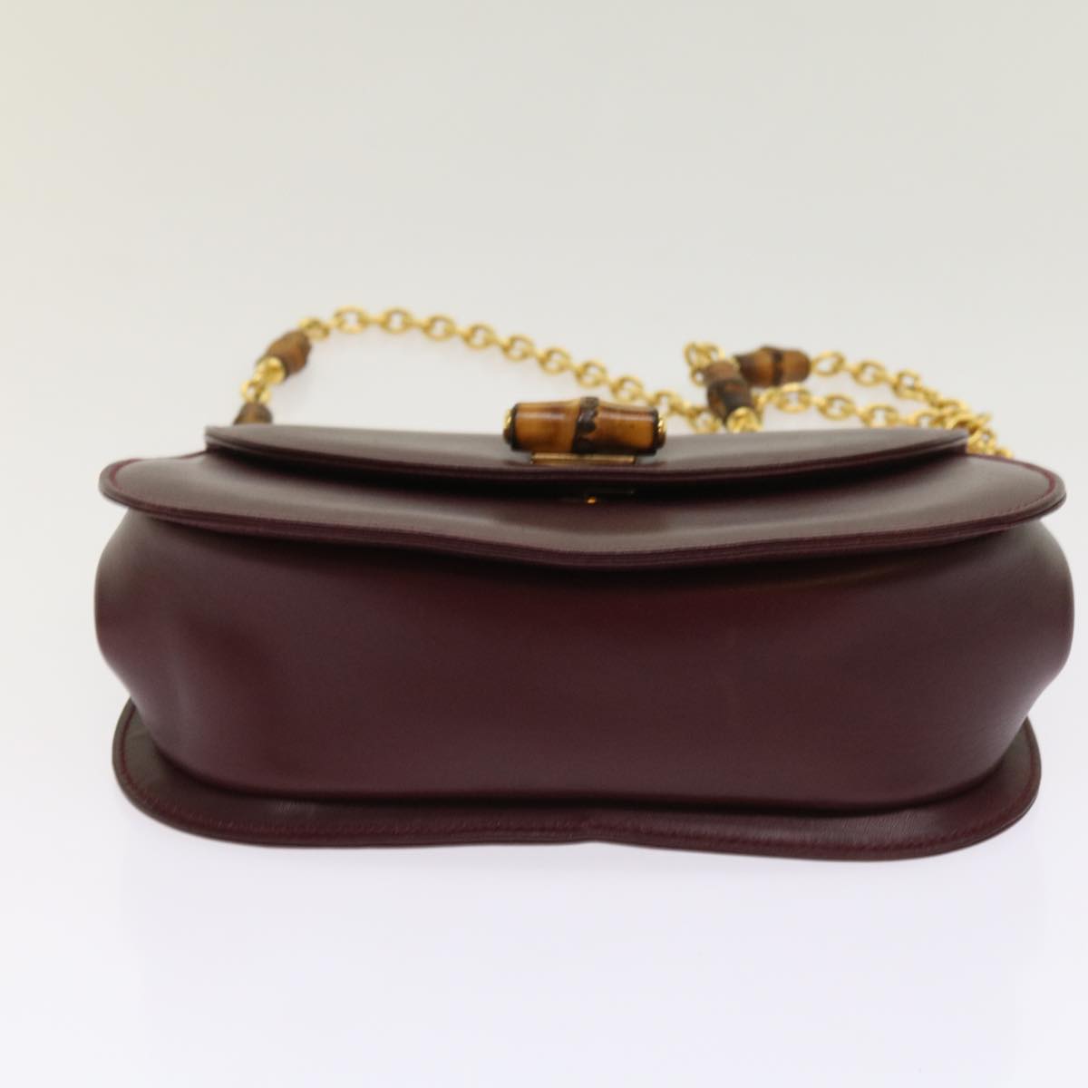 GUCCI Bamboo Chain Shoulder Bag Leather Red 001 115 1497  10196