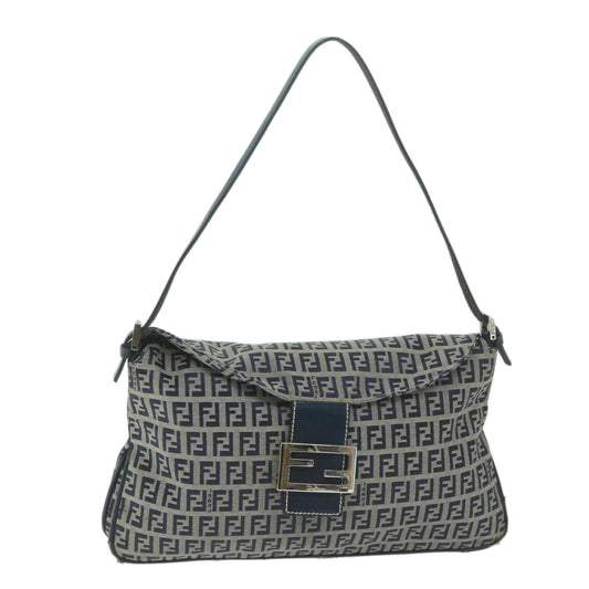 Luxury FendiZucchino Canvas Mamma Baguette Shoulder Bag Navyyk10215